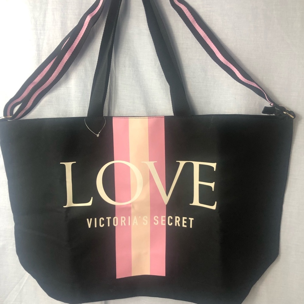 Victoria's Secret Love Tote in Black and Pink